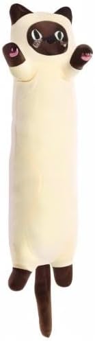 Cat Soft Plush Pillow Cute Cat Body Pillow, Long Stuffed Cat Plush Cat Stuffed Animal Toy Kitten Long Throw Pillow Gift for Kids Girlfriend(70CM,Beige)