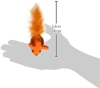 Boss Pet Chomper Kylie's Brites 2-Piece Knit Mouse Toy with Feather for Pets, Assorted Colors