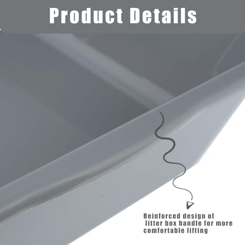 2 Pack of Extra Large Cat Litter Box (ABS Material), Low Entry Senior Litter Pen for Geriatric Kitty Big Cats, Jumbo Pet Safe Litter Boxes Tray for Indoor Pets Potty (White, 20"L x 15.5"W)