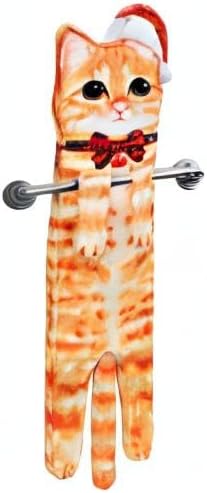 Cat Hand Towels for Kitchen Bathroom - Cute Cat Decor Gadgets - Hanging Soft Absorbent Hand Face Towel - Funny Unique Christmas Birthday for All Women Mom Cat Lovers - Orange