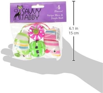 Striped Mice and Jingle Balls Cat Toys, 4-Packs