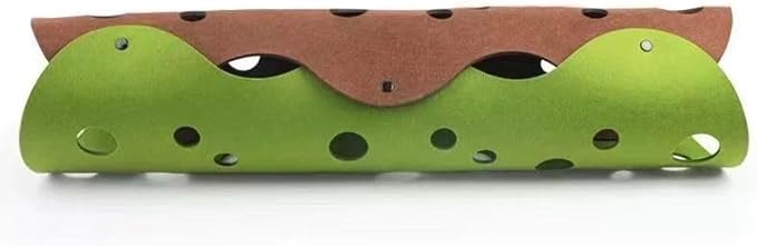 Felt Cat Tunnel, Foldable Cat Tunnel for Indoor or Outdoor Cats with 2 Holes, DIY Cat Play Mat for Interactive/Exercise, Toy for Cats(Green+Brown)