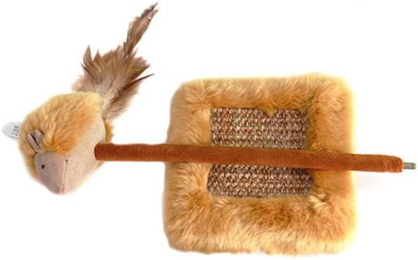 OWLFAVO Mouse with Feather Interactive Motion Cat Toy, 2 in 1 Fun Swing Spring Teaser with Squeak Sound, Soft Natural Feather for Exercise, Fur Mice Pet Game for Cats and Kitten