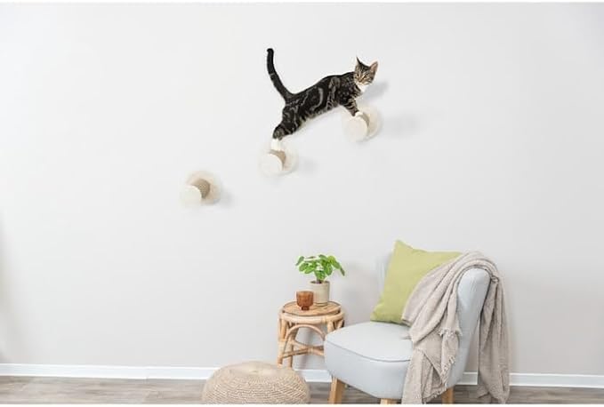 TRIXIE Wall Mount Cat Tree Steps Set | Brown | 3 Steps | Cat Furniture 49915,Large