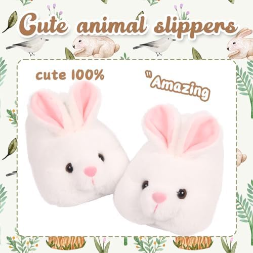 Caramella Bubble Classic Bunny Slippers for Women Funny Animal Novelty Slippers for Adults Cute Plush Rabbit Bedroom Slippers
