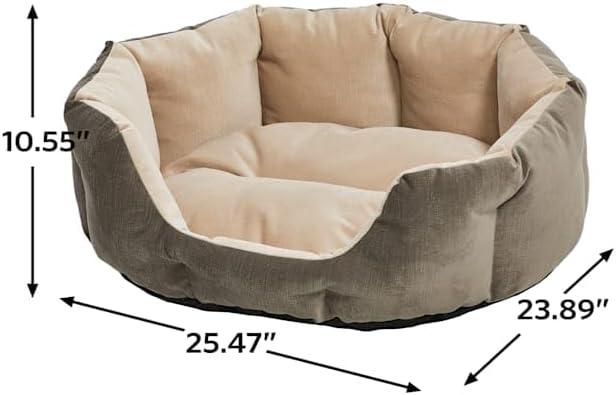 Midwest Homes for Pets QuietTime Deluxe Tulip Nesting Pet Bed, Gray/Tan, Small