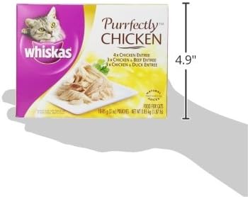WHISKAS PURRFECTLY Chicken Variety Pack Wet Adult Cat Food 3 Ounces (Four 10-Count Boxes)