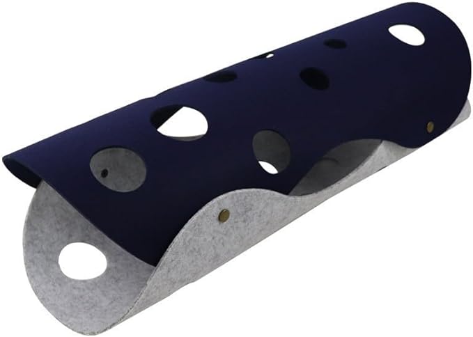 Felt Cat Tunnel, Foldable Cat Tunnel for Indoor or Outdoor Cats with 2 Holes, DIY Cat Play Mat for Interactive/Exercise, Toy for Cats (Blue+Grey)