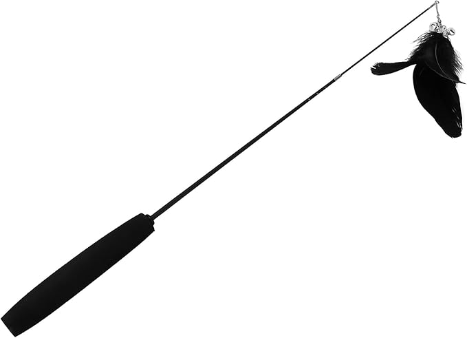 GLOGLOW Interactive Cat Toy, Funny Retractable Cat Wand with Bell for Indoor Cat and Kitten Playing(Black) & Animal Toys