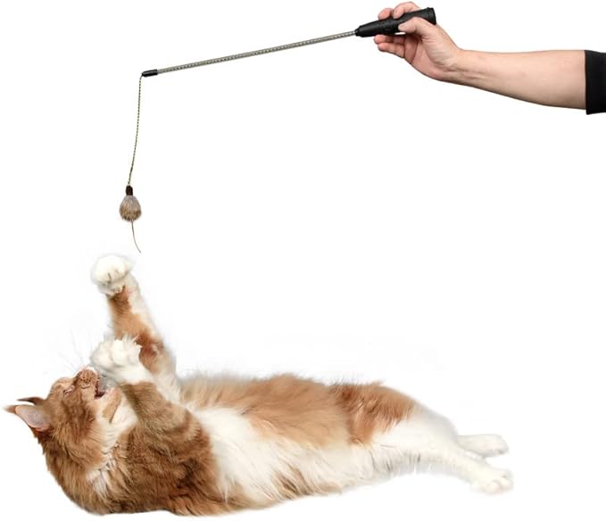 RompiCatz Adjustable Retractable String Wand and Interactive Cat Toy, Mouse