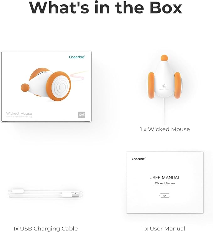 Cheerble Interactive Cat Toys for Indoor Cats, Automatic Cat Toy with LED Lights, Wicked Mouse Toys, Kitten Toys, Pet Toys, Smart Electric Cat Toy, USB Rechargeable, Auto On/Off… (Yellow)