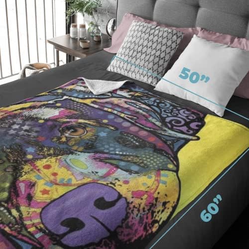Dawhud Direct Colorful Dog Fleece Blanket for Bed, 50 x 60 inches Dean Russo Labrador Fleece Throw Blanket for Women, Men and Kids - Super Soft Plush Dog Blanket Throw Plush Blanket for Dog Lovers