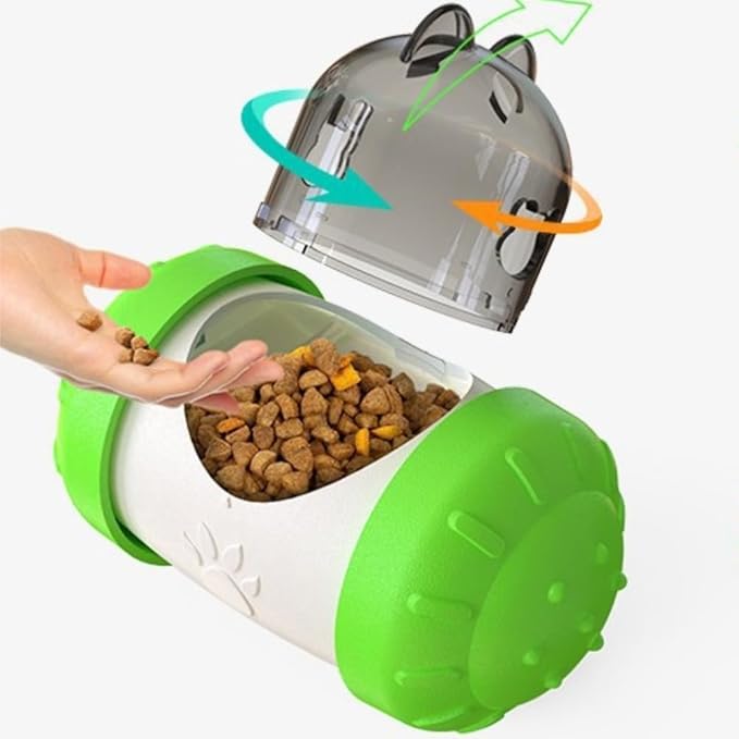 Treat Dispenser Dog Cat Toy Enhanced Slow Dispenser Food Puzzles Ball Interactive Chase Training Toys for Small Puppy Cat Bunny Hamster Pet Pig(Green)
