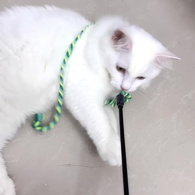 IUHKBH Cat Wands, 4 PCS Colorful Rope Cat Toys Interactive Cat Teaser Wands with Bell for All Breed Sizes