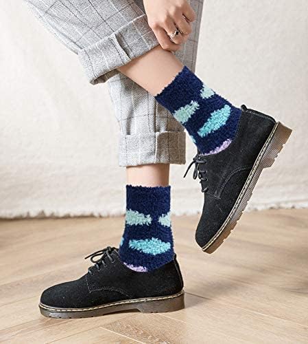 6 Pairs Womens Fuzzy Socks Winter Warm Soft Cozy Fluffy Microfiber House Sleeping Slipper Socks Christmas Gifts