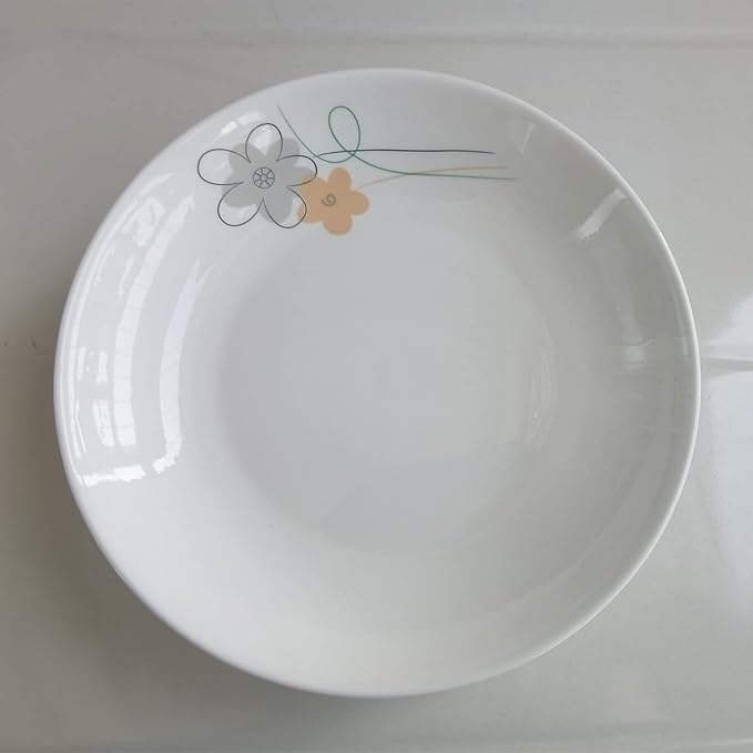 5 Pack Porcelain Plates with Yellow Flower Pattern, 7 inch Large Dessert Salad Ceramic Dinner Plates, Ceramic Dessert Dishes for Steak, Pasta, Pizza, Appetizer ( Dishwasher Safe & Microwave Safe)