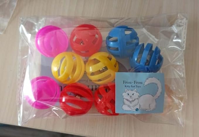 Frou.Frou 10 Cat Bell Balls Plastic Ball Cat Toys for Interactive Play, Assortment Toys for Indoor Cats & Kitten, Jingle Rattle Toy Assorted Color