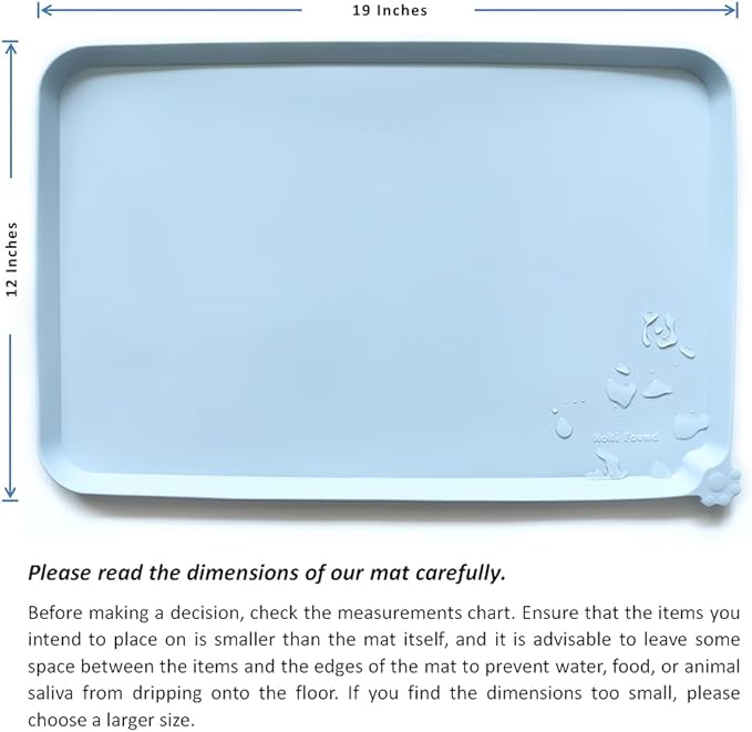 Hoki Found Silicone Pet Food Mats Tray - Non Slip Pet Dog Cat Bowl Mats Placemat - Dog Pet Cat Feeding Mat - Waterproof Dog Cat Food Mats -Pet Water Mats for Carpet -Frost