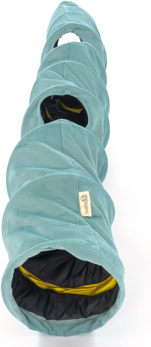 Velvet Fabric - Foldable/Collapsible - 55x8.66 Inches Cat Tunnel (Baby Blue)