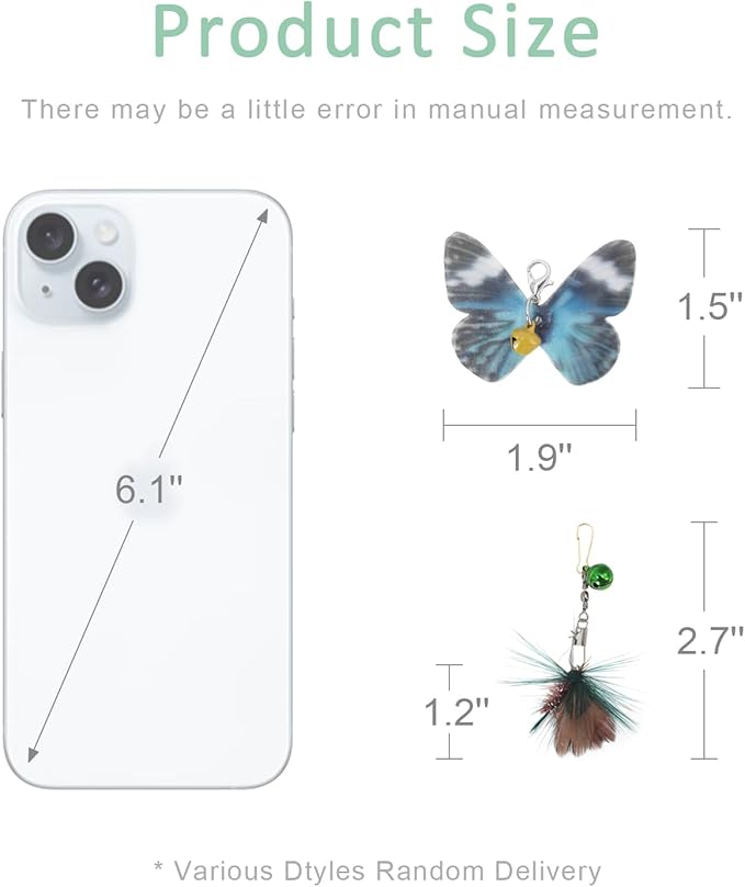 SONGWAY Cat Toy Wand Replacement - 10 Pieces Insect Butterfly Cat Toys, Cat Feather Toy Refills, Cat Teaser Wand Attachments, Interactive Cat Toys for Indoor Cats