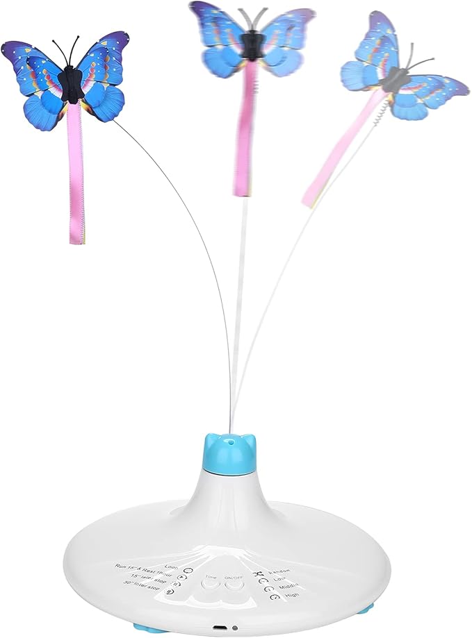 PETTOM Replacements for Cats Toy B0936T245Z Interactive Teaser Cats Toy Three Rotating Butterfly Funny Exercise Kitten Toy Pet Random Butterfly Toys Replacements Random Color (Replacements)