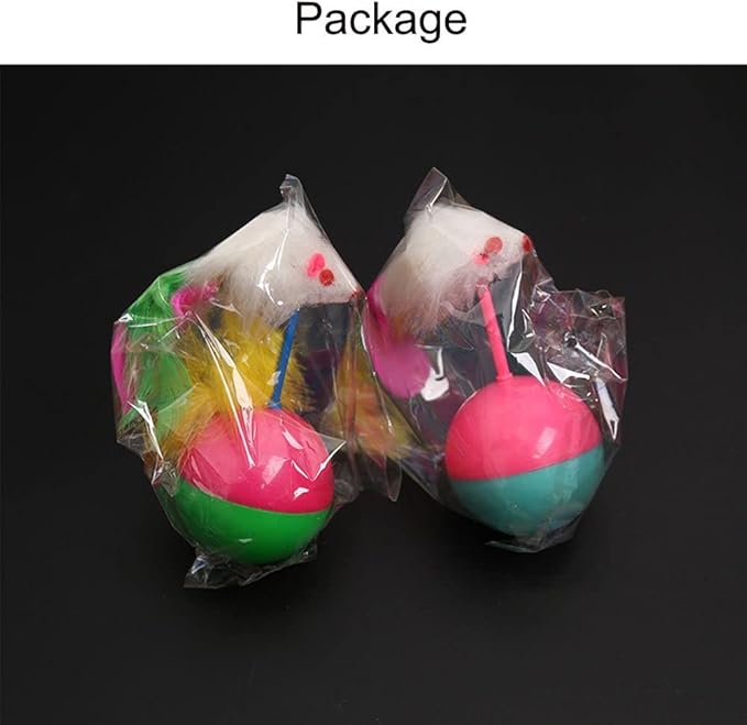 HomeSoGood 2pcs Tease cat Tumbler mice Toys,False Feather Mice Ball Toys Kitten Pet Dog(Mix)