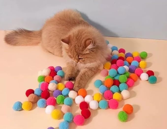 Cat Toy Ball Launcher Gun, Interactive Toy Ball Launcher, Gun for Indoor Cat Play, Plush Ball Shooter with 30 Colorful Plush Cat Balls, Enrichment Toys, Kitten Fetch Toy, Pink/Purple