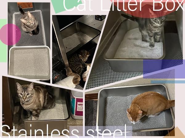 2 Pack Stainless Steel Cat Litter Box, 23.6"x15.8"x8" XXL Stainless Steel Litter Box 8 inch Deep, Extra Large Metal Litterbox for Big Cats, Non Stick Easy Clean Surface, High Sided