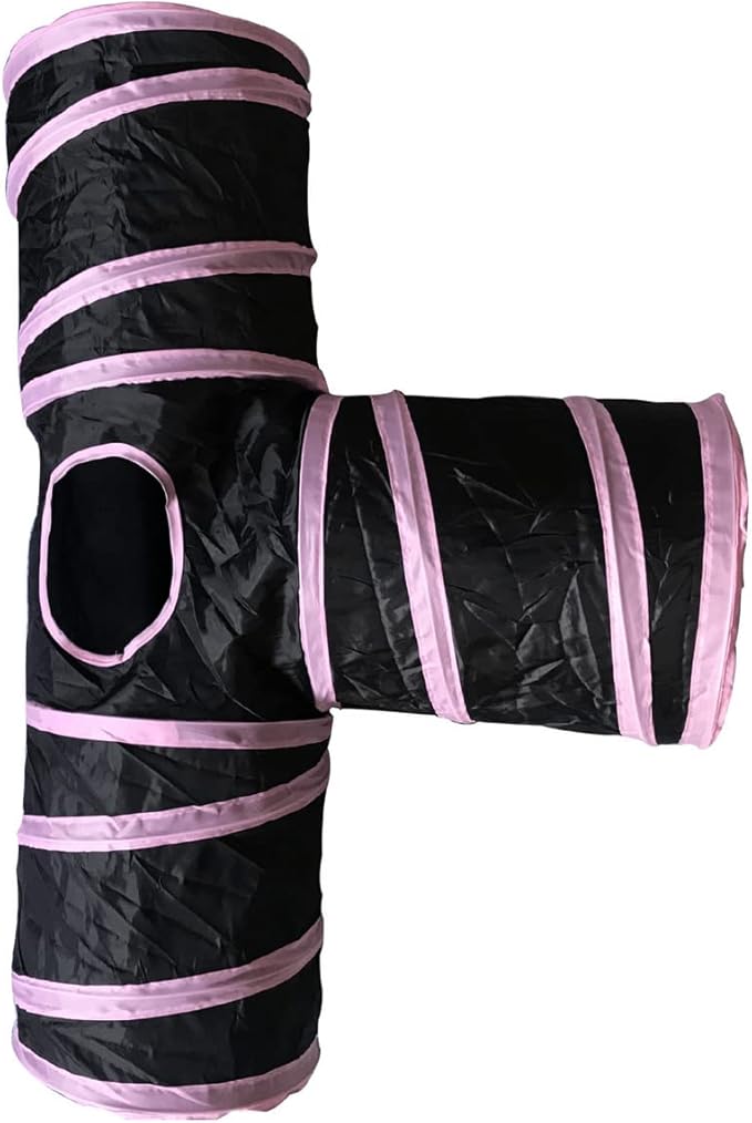Cat Tunnels, Pet Ferret Rabbit Bunny Tunnels Tubes Subway Habitats, T-Style, DIY Cat Peekaboo Maze House Tent Bed, Kitten Interactive Toy (T Type 3 Way (Straight))