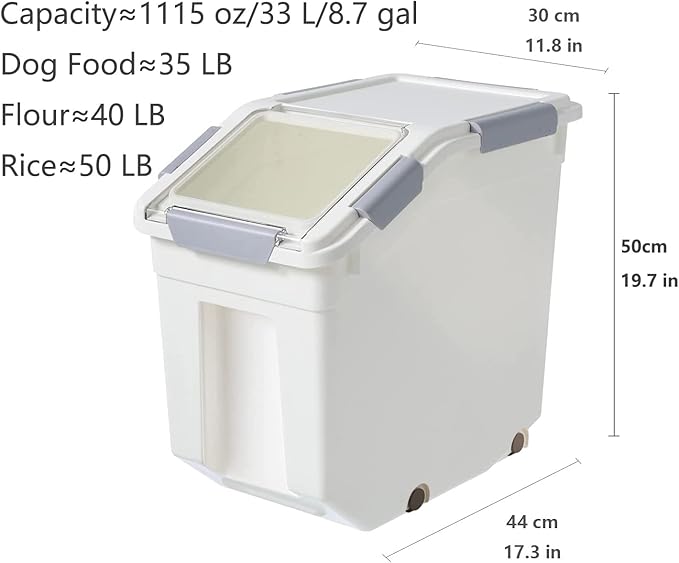 CITY BABY 2 Pack Airtight Flour Storage Container With Scoop,Dry Food, Sugar, Baking Supplies,Rice Container Set -BPA Free- Pet Food Storage Container,Dog Cat Birds Food Bin(50LB)