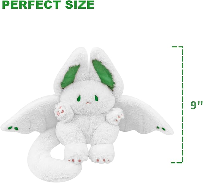 PEACH CAT Cute Bat Bunny Plush Pillow Kawaii Bat Rabbit Stuffed Animal for Kids White 9"
