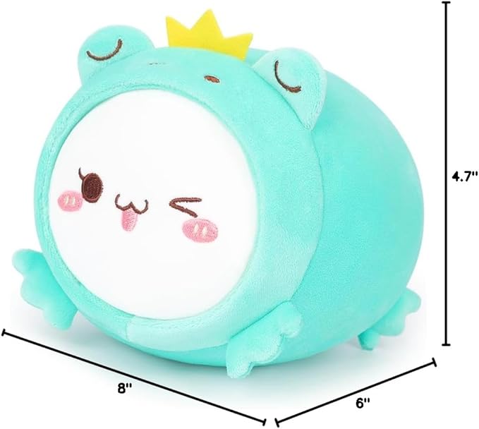 AIXINI Cute Cat Frog Plush Pillow 8” Kitten Froggy Stuffed Animal, Soft Kawaii Cat Plushie with Frog Outfit Costume, Hugging Plush Squishy Pillow Toy Gifts for Kids