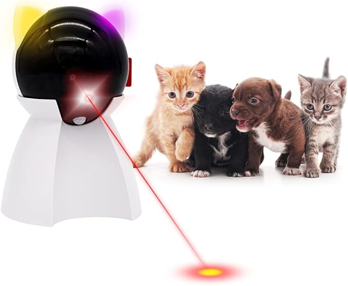 Cat Toy Interactive Automatic, Motion Activated Laser Toy for Indoor Cats/Dogs/Kitten/Kitty, USB Rechargeable, Auto On/Off, Fast and Slow Random Pattern, Silent Pet Laser Pointer Toy (P08)