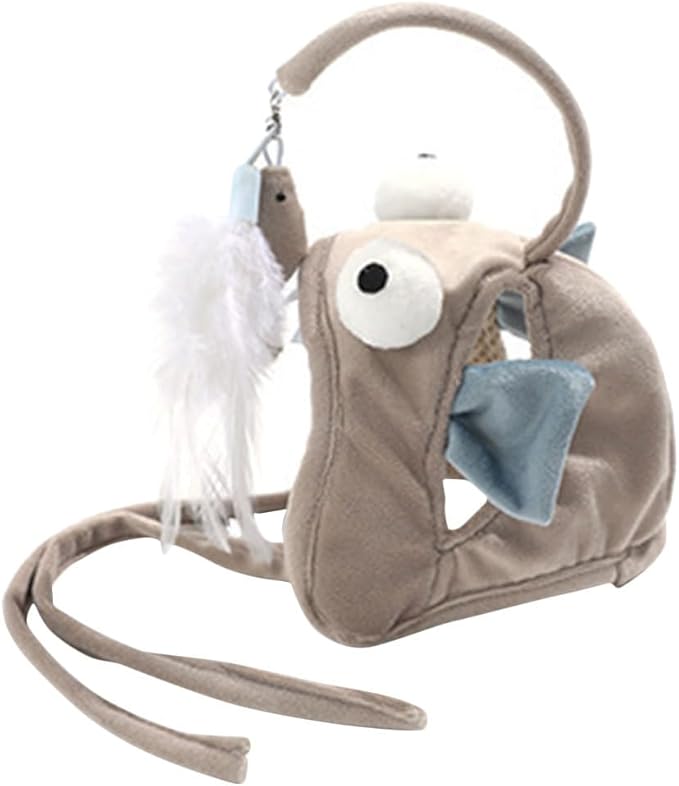 POPETPOP Pet Cat Teaser 2pcs Head Mounted Cat Headgear Interactive Self-Service Adjustable Size Cat Hat Feather