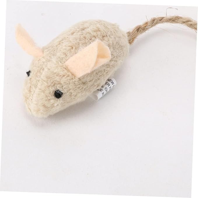 Plush Simulation Rat Mouse Scratch Bite Chewing Toys for Pet Cat Kitten, Set of 3, Khaki and Blue
