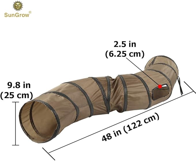 SunGrow Collapsible Tunnel for Ferret, 47.2" x 9.8" Lightweight Polyester with Steel Frame Tube,Includes Carrying Case, Ferret Accessories and Supplies, Brown and Black