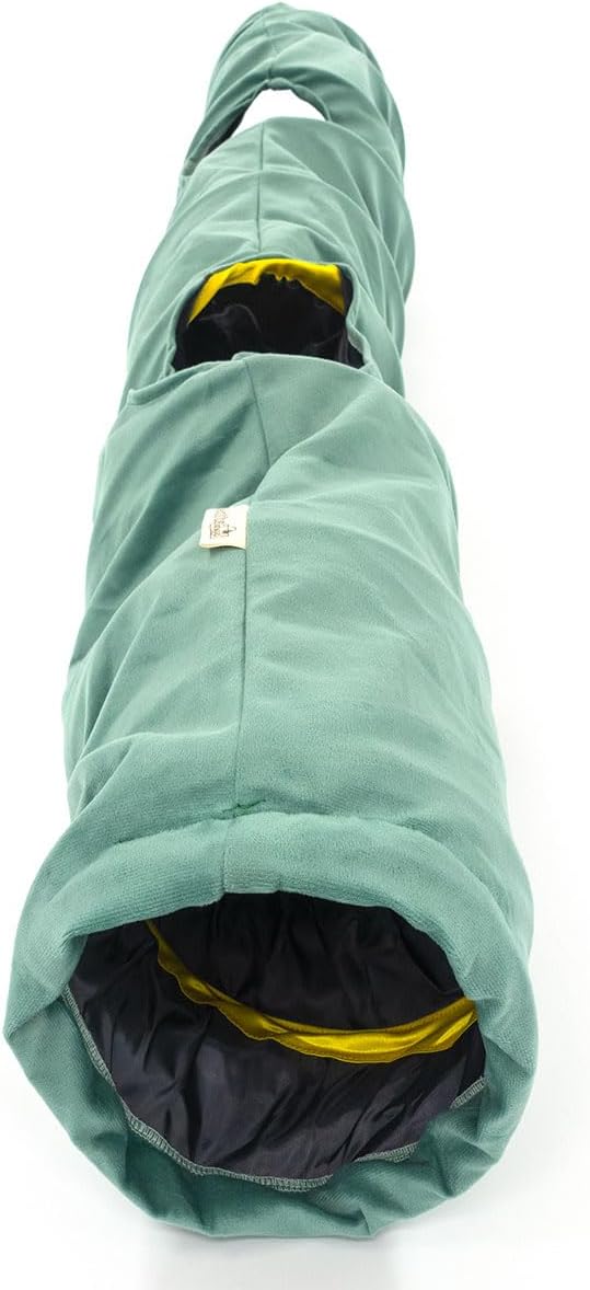 Velvet Fabric - Foldable/Collapsible - 55x8.66 Inches Cat Tunnel (Nile Green)