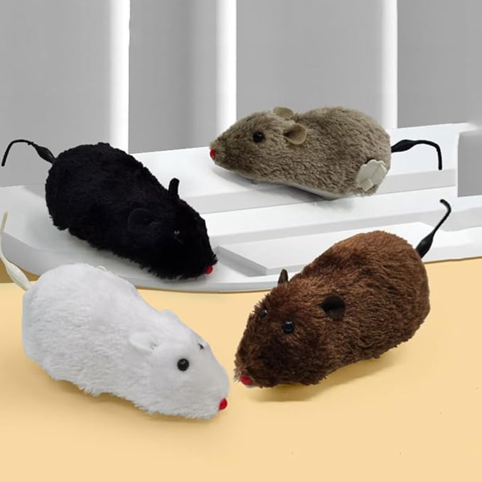 balacoo 4pcs Plush Clockwork Mouse Small Dog Toy Animals Toys pet Toys Soft Toy cat Teaser Toy cat mice Toys Stuffed Rat Toy Mouse cat Mouse Wind up Mouse cat Toy Fake Mouse Puppy Plastic