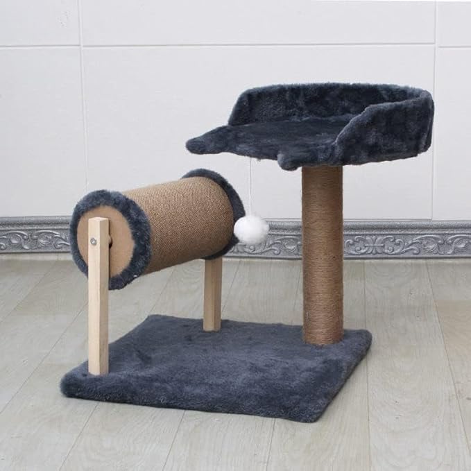 kathson Cat Climbing Frame Kitten Scratching Post,Small Cat Tree Sisal Pillar Villa for Indoor General Nest for Cat Nest Four Seasons Cat Scratch Post Platform Roll Toy for Kitty (Blue)