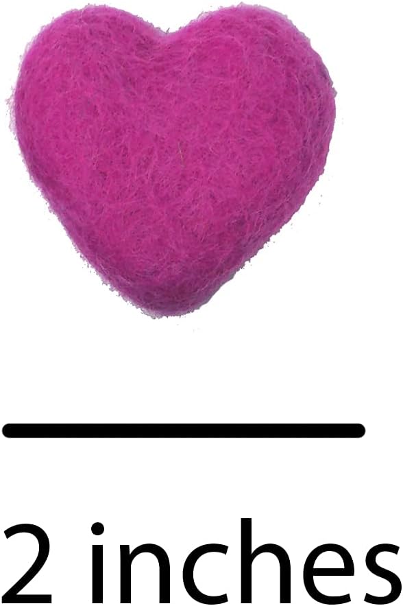 Toys for Cats and Kittens 100% Wool Felt Handmade in Nepal (6 Hearts)