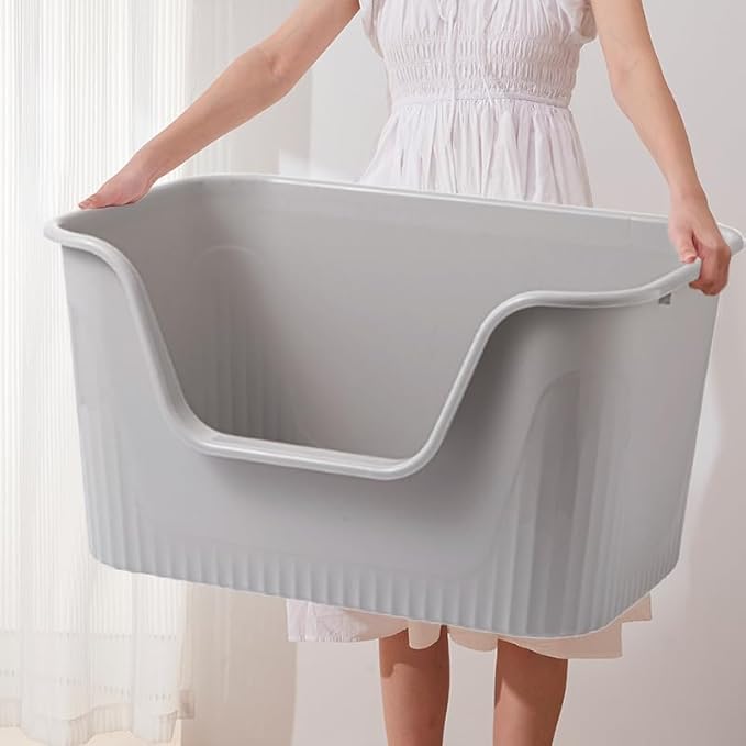 6 Pack XXL Extra Large Cat Litter Box 30.9″L×21.5″W×16.1″H Anti-Splashing High Side Jumbo Litter Boxes for Big Multi Cats Dogs