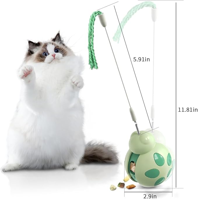 3 in 1 Interactive Cat Toy with Tumbler Cat Toy, Cat Feather Toy, and Cat Food Toy for Indoor Cats - Best Cat Dancer Wire Toy for Training and Iq Increase and Reliving Anxiety