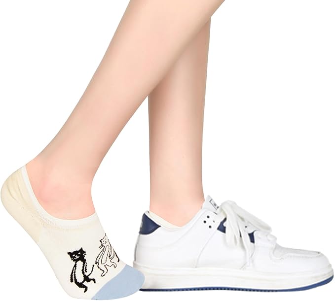 Benefeet Sox Womens Girls Cute No Show Liner Socks Non Slip Funny Patterned Low Cut Socks Novelty Cotton Loafer Footies Sock