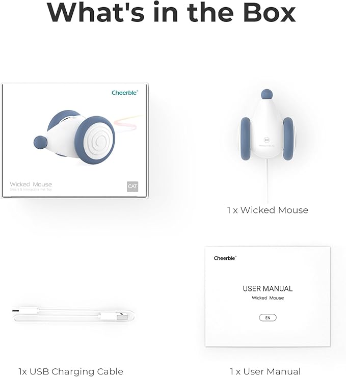 Cheerble Interactive Cat Toys for Indoor Cats, Automatic Cat Toy with LED Lights, Wicked Mouse Toys, Kitten Toys, Pet Toys, Smart Electric Cat Toy, USB Rechargeable, Auto On/Off… (Blue)