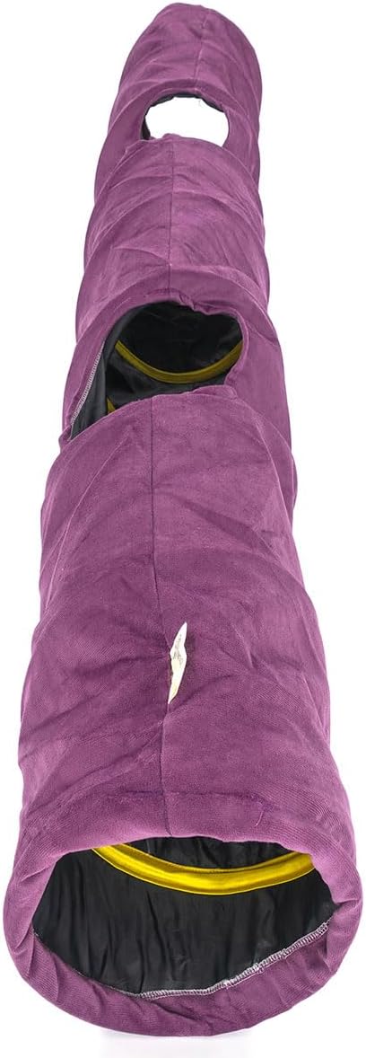 Velvet Fabric - Foldable/Collapsible - 55x8.66 Inches Cat Tunnel (Purple)