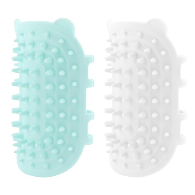 2 pcs Silicone Rubbing Corner Brush, Pet Itch Tool Back Scratcher for Dogs and Cats (White, Green, Size: 6.5x4.13inch)