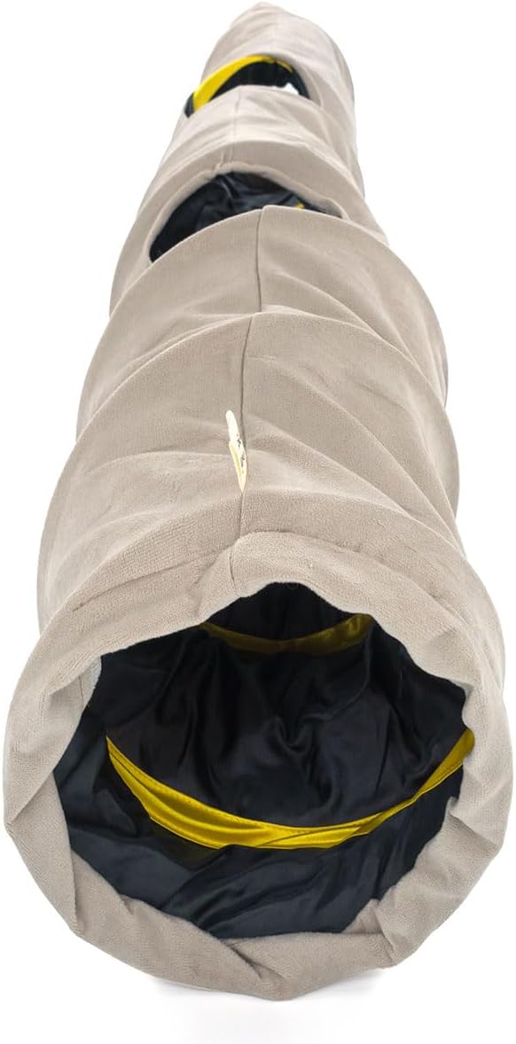 Velvet Fabric - Foldable/Collapsible - 55x8.66 Inches Cat Tunnel (Silver Gray)