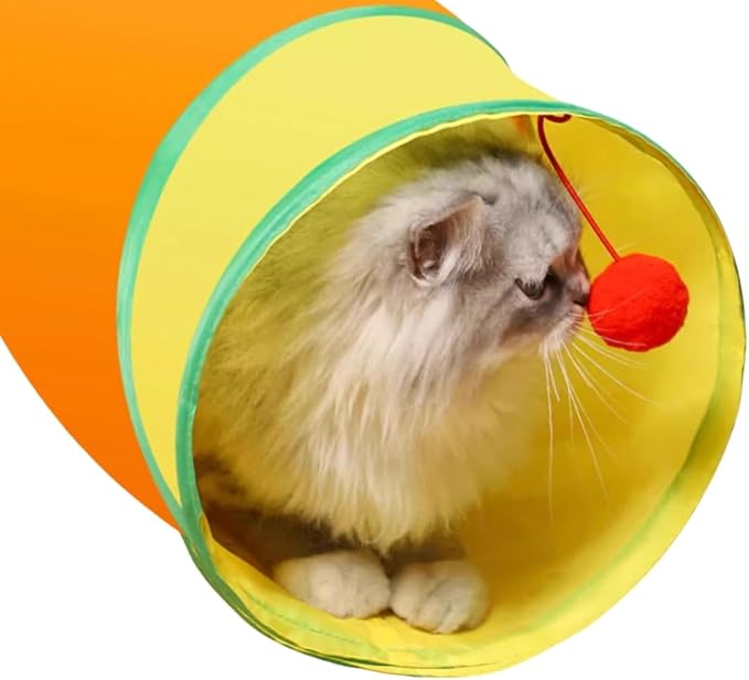 Cat Tunnel, Multi-Color 3-Way Cat Tunnels for Indoor Cats, Foldable Interactive Toy Maze for Cats, Collapsible Cat Play Tunnel with 2 Play Balls, Multi-Entry Tunel for Cats, Kitty, Puppy, Rabbit