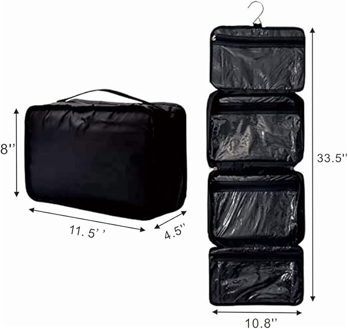 All-Purpose Household Travel Organizer Accessory Toiletry Cosmetics Makeup Hanging Shaving kit Bag-Black