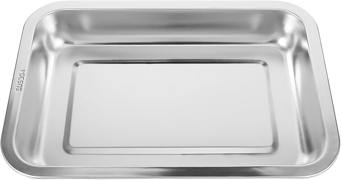 Balacoo Stainless Steel Cat Litter Box- Low Entry Litter Box for Small Cats Hamster Rabbits, Small Open Nonstick Metal Kitten Litter Tray, 31.50X21.50X4.50CM, Silver